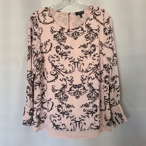 NWT The Limited Sz LP Pink Gray Flowy Lightweight Office Career Work Blouse